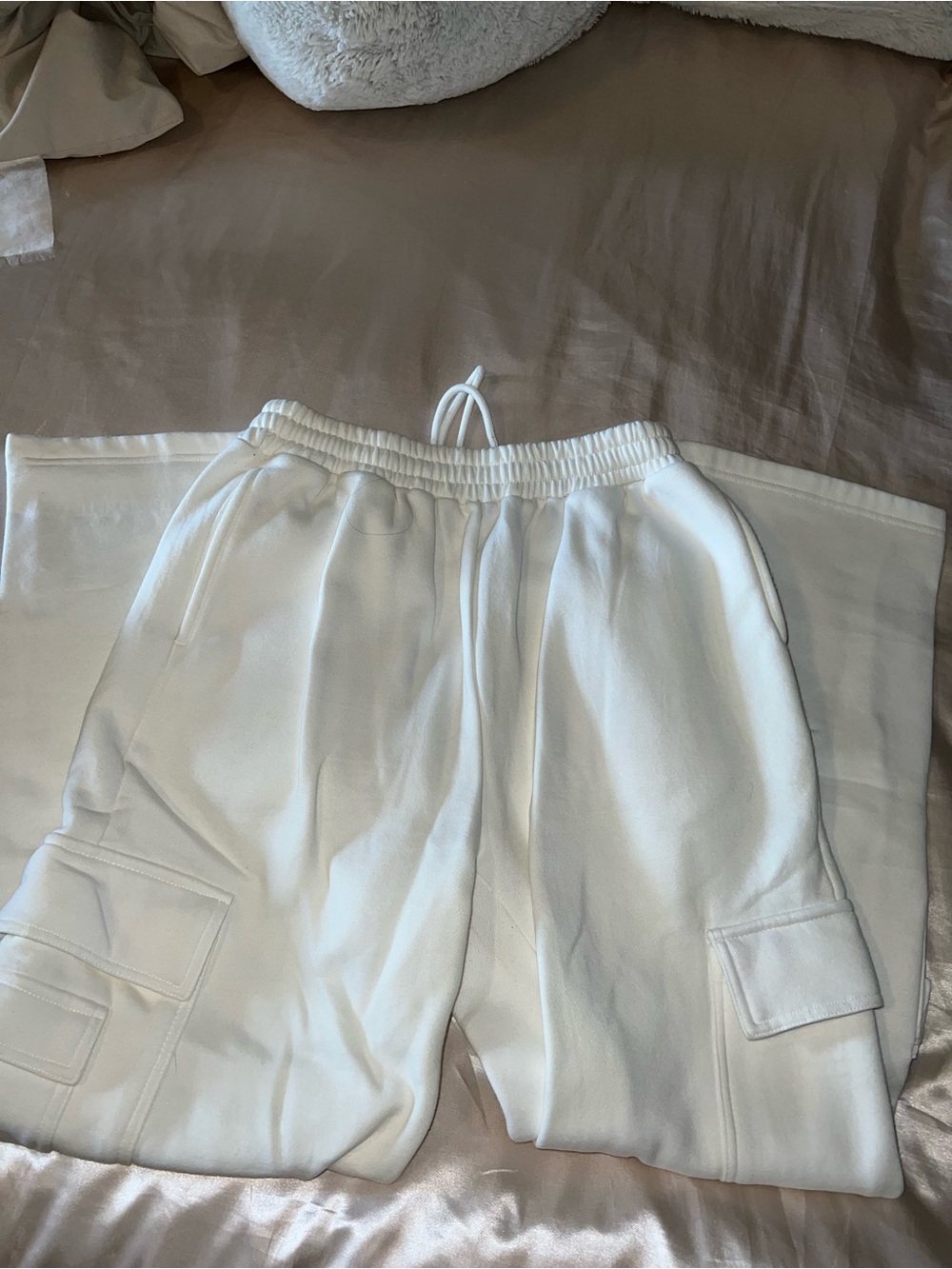 White Cargo BBL Sweatpants